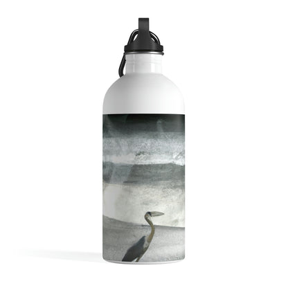 "A Sea of Turmoil: A Heron's Restlessness". - The Alien Stainless Steel Water Bottle