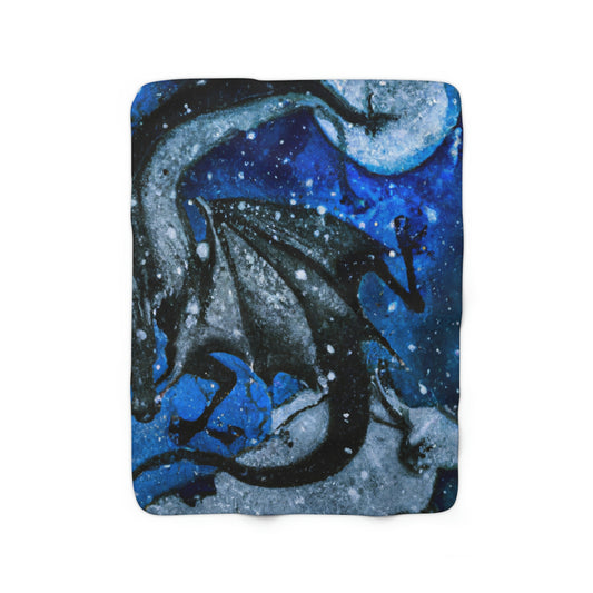 "Frosted Moonlight Dragon" - The Alien Sherpa Fleece Blanket