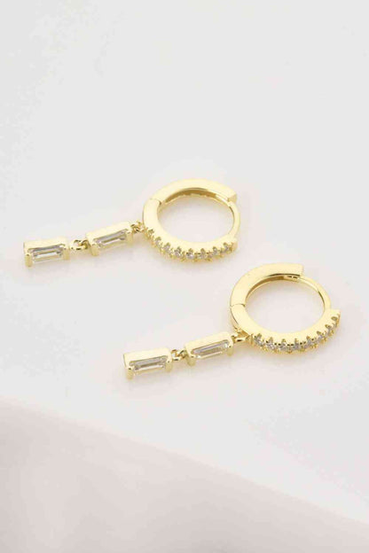 Pendientes Huggie colgantes de plata de ley 925 con circonitas