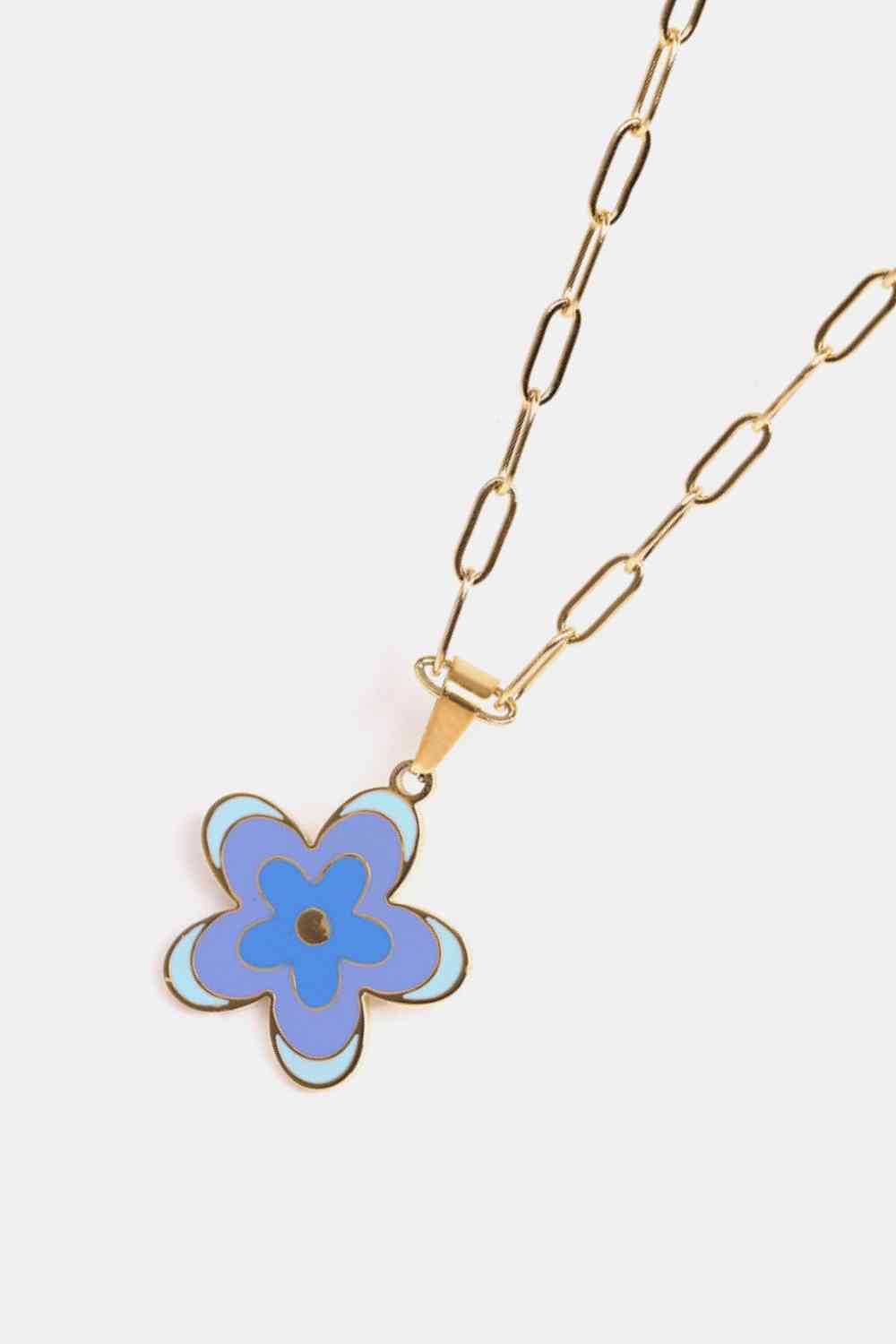 Halskette mit Blumenanhänger aus Edelstahl