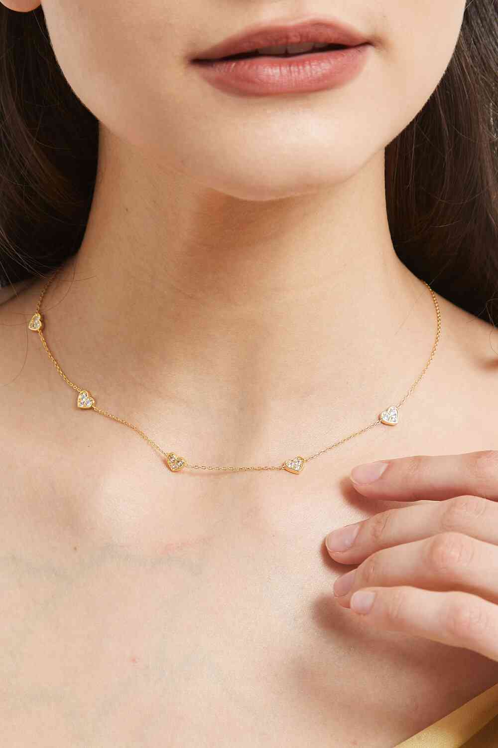 Eingelegte Zirkon-Herz-Halskette