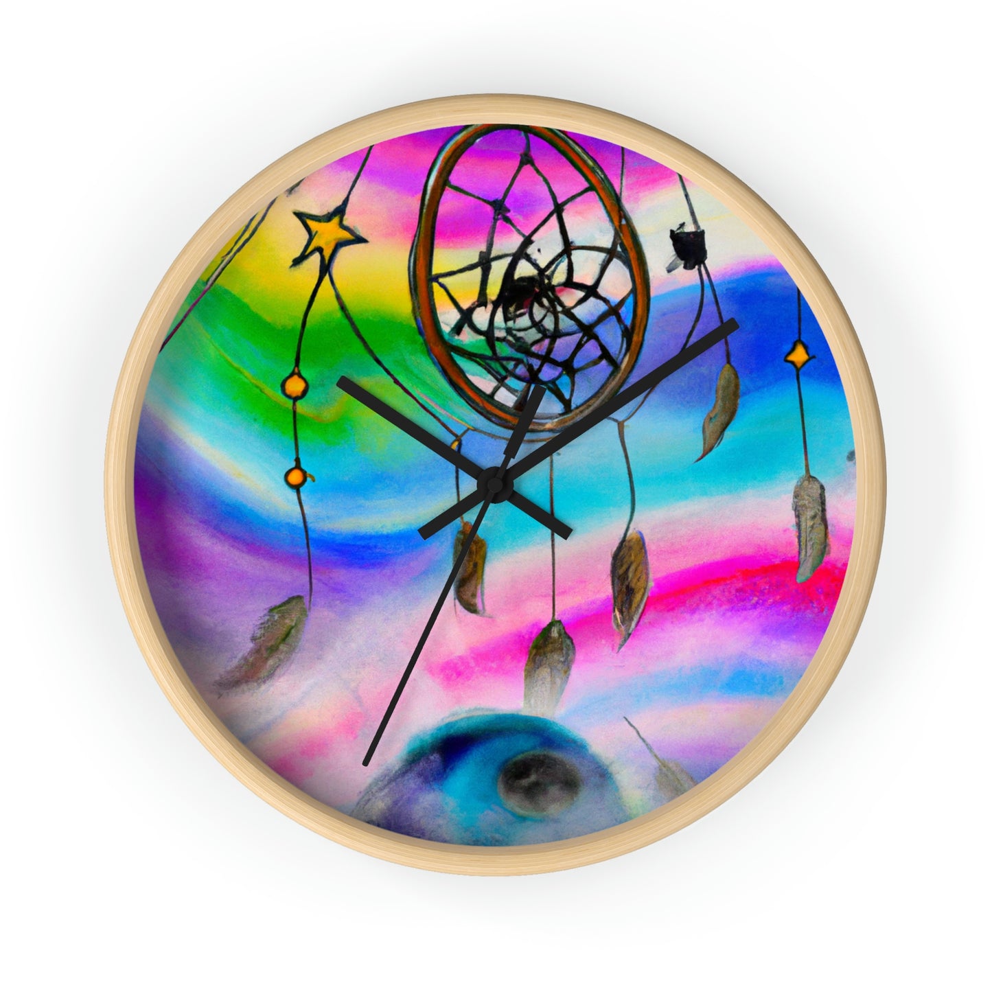 "A Galaxy of Dreams: A Colorful Dreamcatcher Captures Falling Stardust" - The Alien Wall Clock