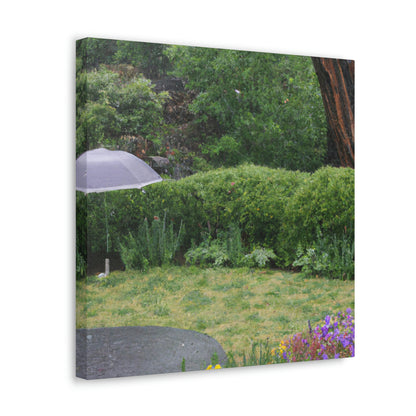 "Rainy Refuges: Uncovering the Fortune of a Garden Under an Umbrella" - The Alien Canva