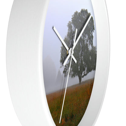 The Lonely Tree in the Foggy Meadow - The Alien Wall Clock