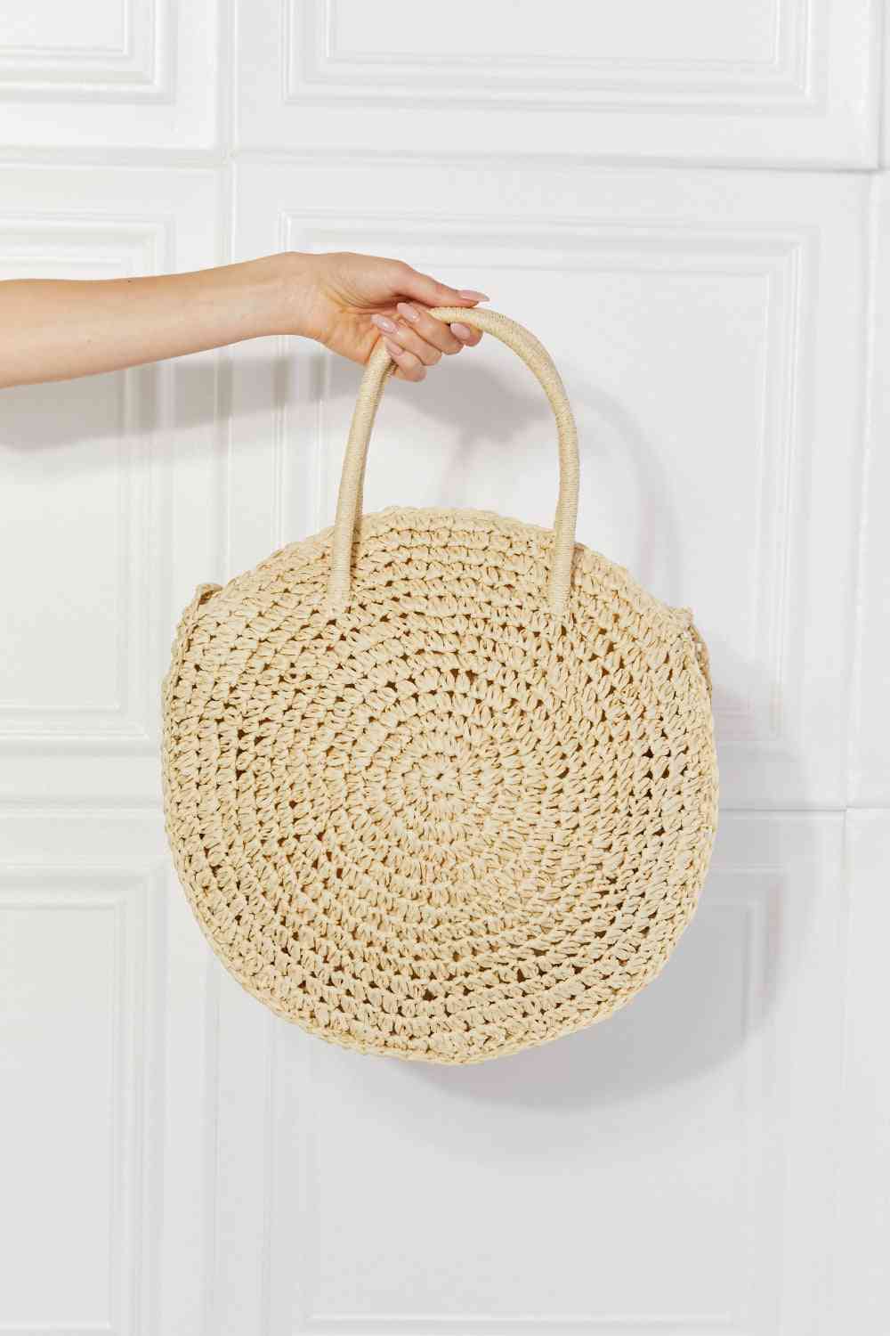 Justin Taylor Beach Date Stroh-Rattan-Handtasche in Elfenbein