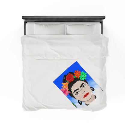 "Frida ardiente: pintando un ícono mexicano con una cultura colorida" - The Alien Velveteen Plush Blanket