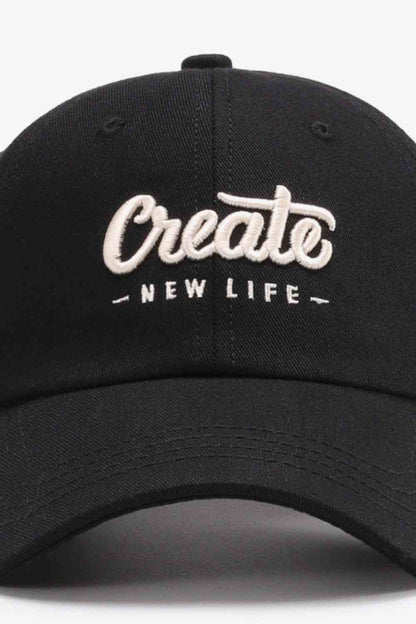 CREATE NEW LIFE Gorra de béisbol de algodón ajustable