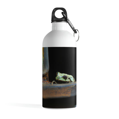 "A Tad Too Far: The Tale of a Train-Stuck Frog." - The Alien Stainless Steel Water Bottle