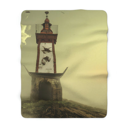 "Ghostly Beacon in the Fog" - The Alien Sherpa Fleece Blanket