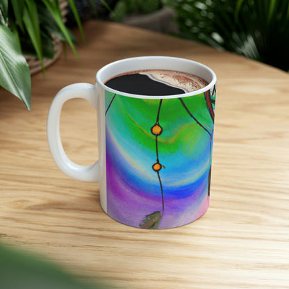 "A Galaxy of Dreams: A Colorful Dreamcatcher Captures Falling Stardust" - The Alien Ceramic Mug 11 oz