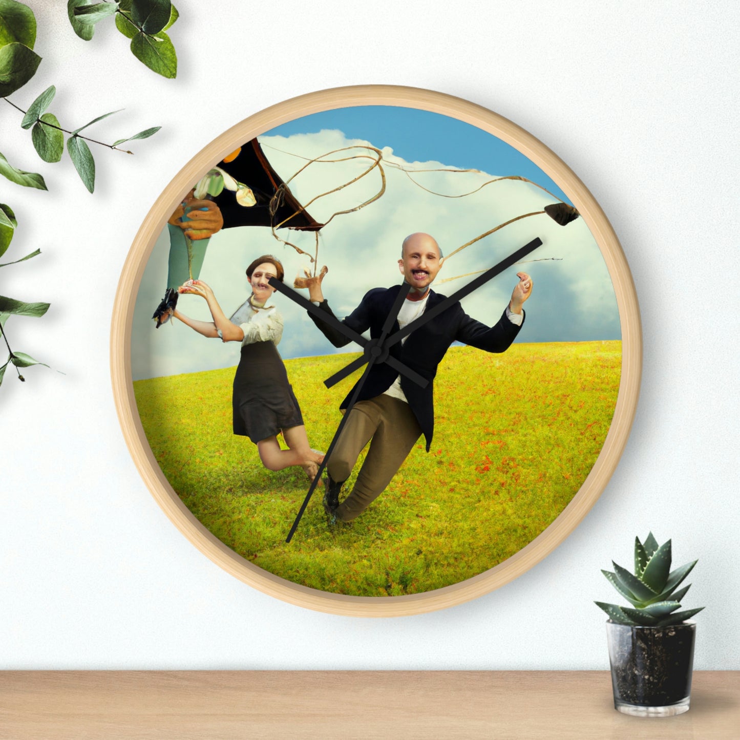 "A Kite Day in the Meadow" - The Alien Wall Clock