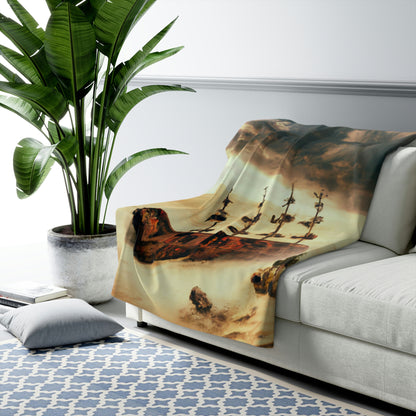 "Lost at Sea: Stranded On A Stormy Desert Island" - The Alien Sherpa Fleece Blanket