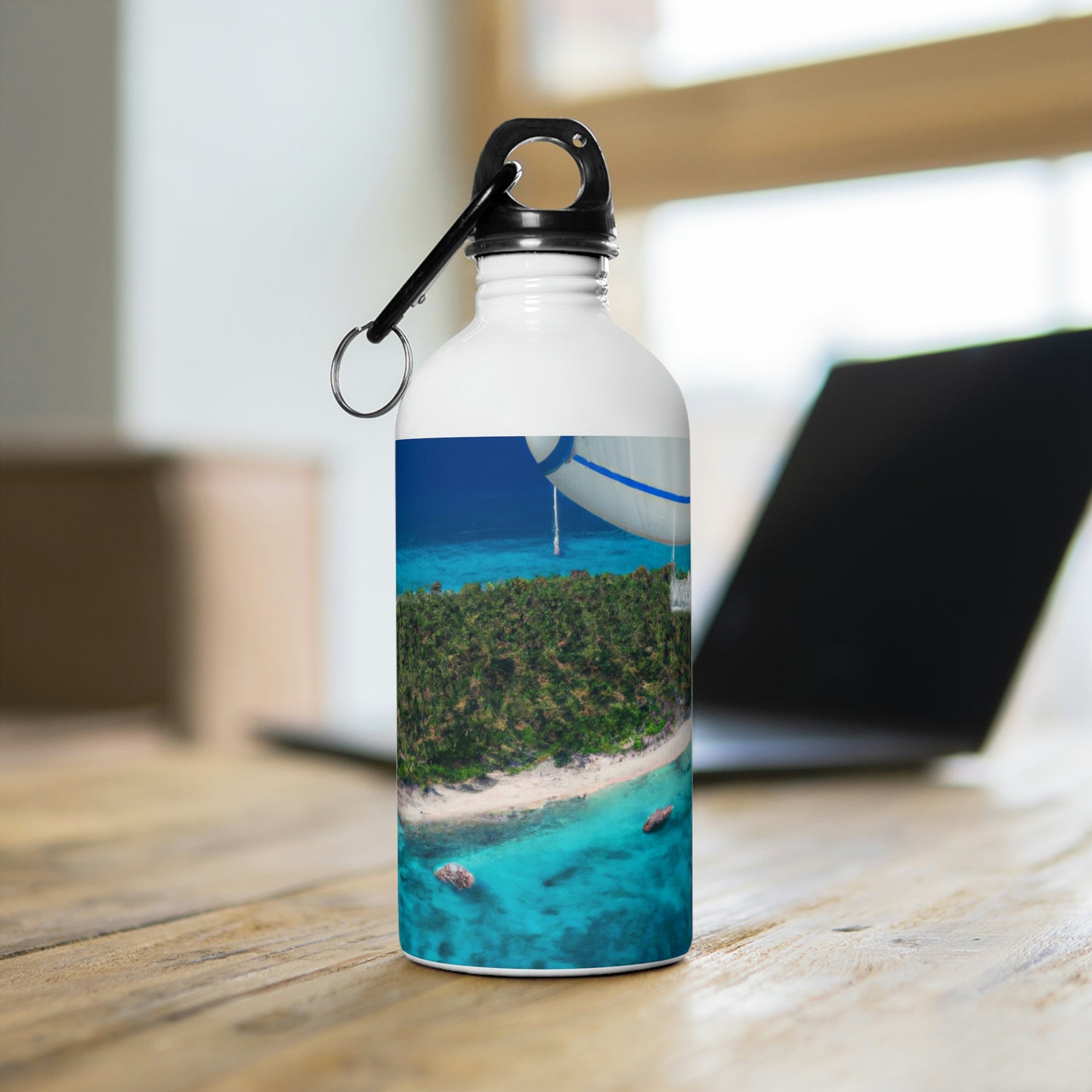 "Exploring Mystery Island by Airship" - The Alien Stainless Steel Water Bottle