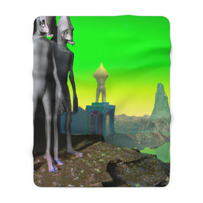 "Intergalactic Wanderings: Exploring the Storied Ruins of a Long-Forgotten Castle" - The Alien Sherpa Fleece Blanket