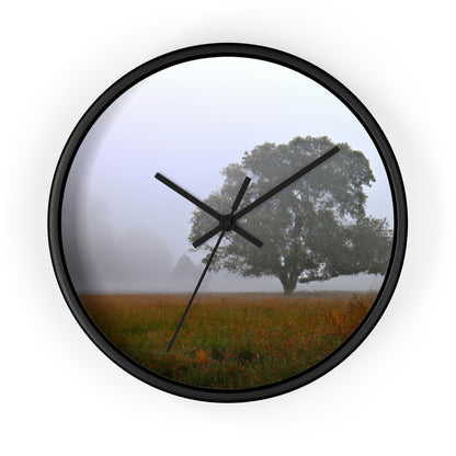 The Lonely Tree in the Foggy Meadow - The Alien Wall Clock