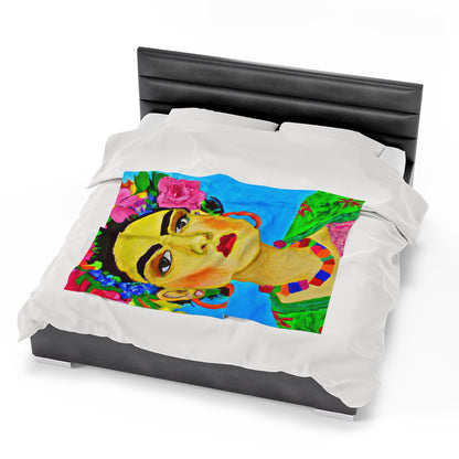 "Fierce and Free: Un tributo a las mujeres mexicanas inspirado en Frida Kahlo" - The Alien Velveteen Plush Blanket