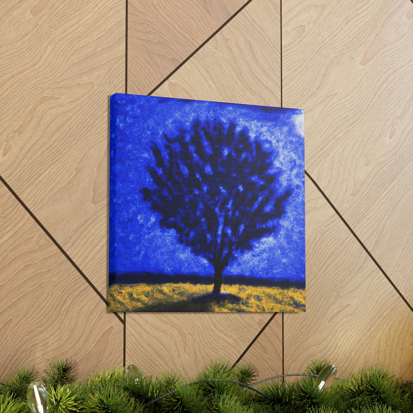 "A Lone Blue Tree in the Moonlight Field" - The Alien Canva