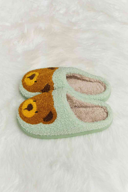 Pantuflas tipo chanclas de felpa con estampado de osito de peluche Melody