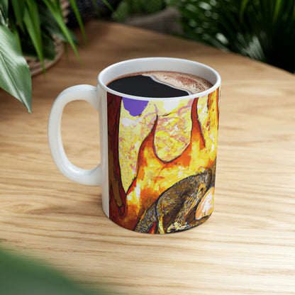 "Un dragón dormido en un abrazo infernal" - The Alien Taza de cerámica 11 oz