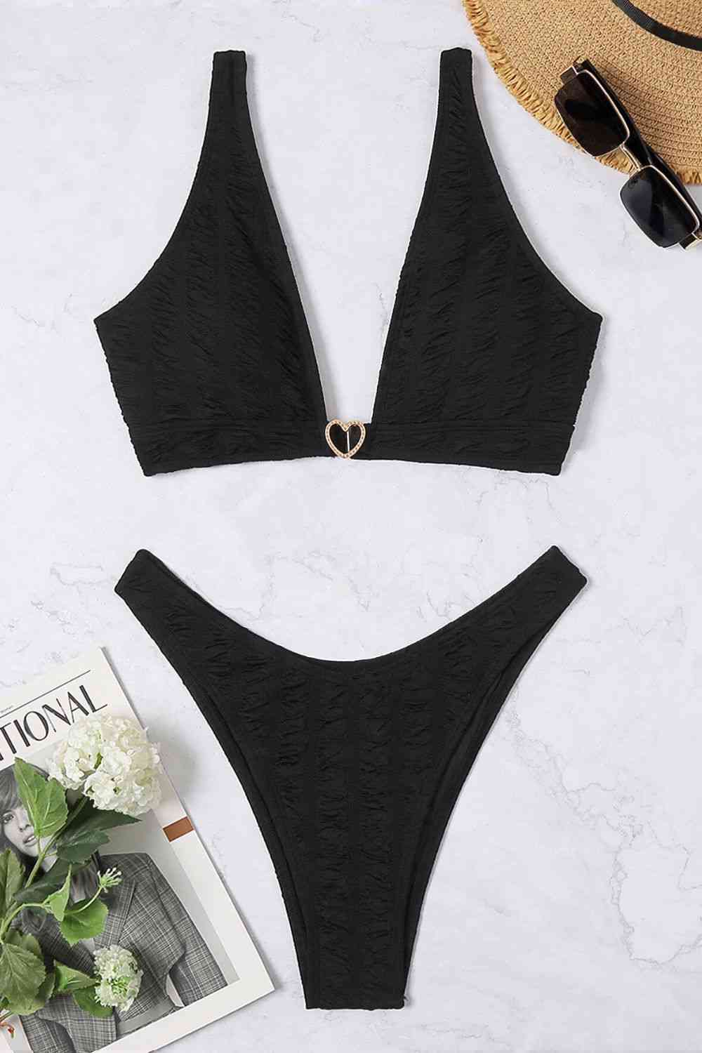 Conjunto de bikini texturizado de corte alto