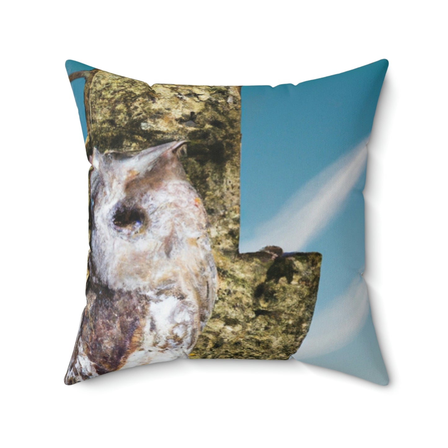 "A Sentinal Among Ruins: An Unstirred Owl's Barch" - Das Alien Square Pillow