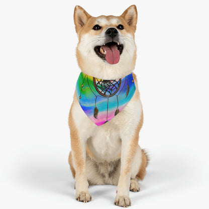 "A Galaxy of Dreams: A Colorful Dreamcatcher Captures Falling Stardust" - The Alien Pet Bandana Collar