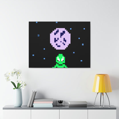 "Lonely Witness of the Night Sky" - The Alien Canva Pixel Art