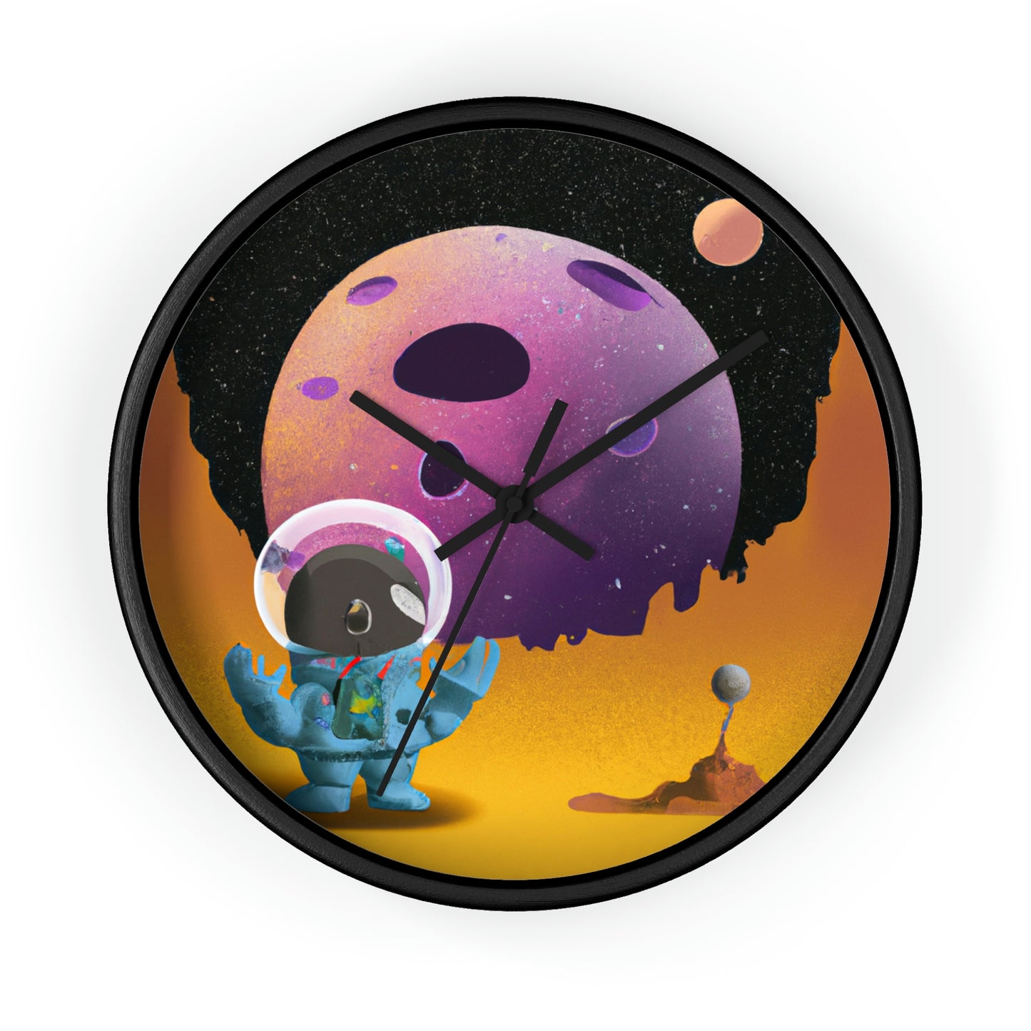 "Exploring the Unknown: The Adventures of a Space Captain and the Mysterious Planet" - Die Alien-Wanduhr