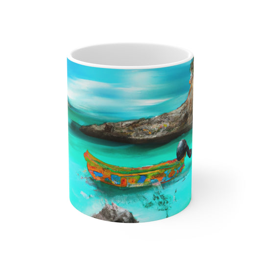 "Fiesta Caribeña en la Playa - Una Exploración Digital de la Cultura Mexicana" - Taza de Cerámica The Alien 11 oz