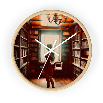 "The Enchanted Library Maze" - The Alien Wall Clock