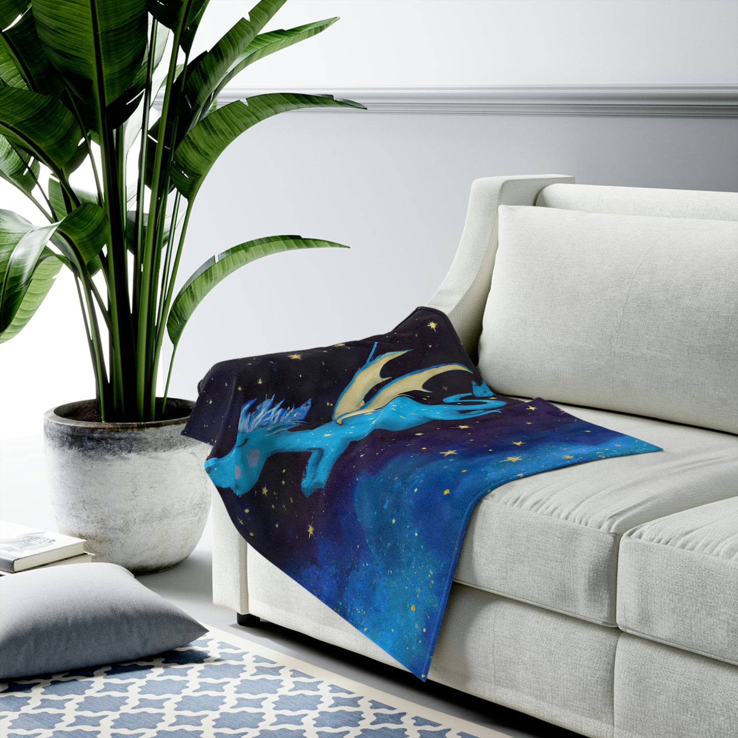 "Drifting Among the Stars: The Story of a Baby Dragon" - The Alien Velveteen Plush Blanket #nft