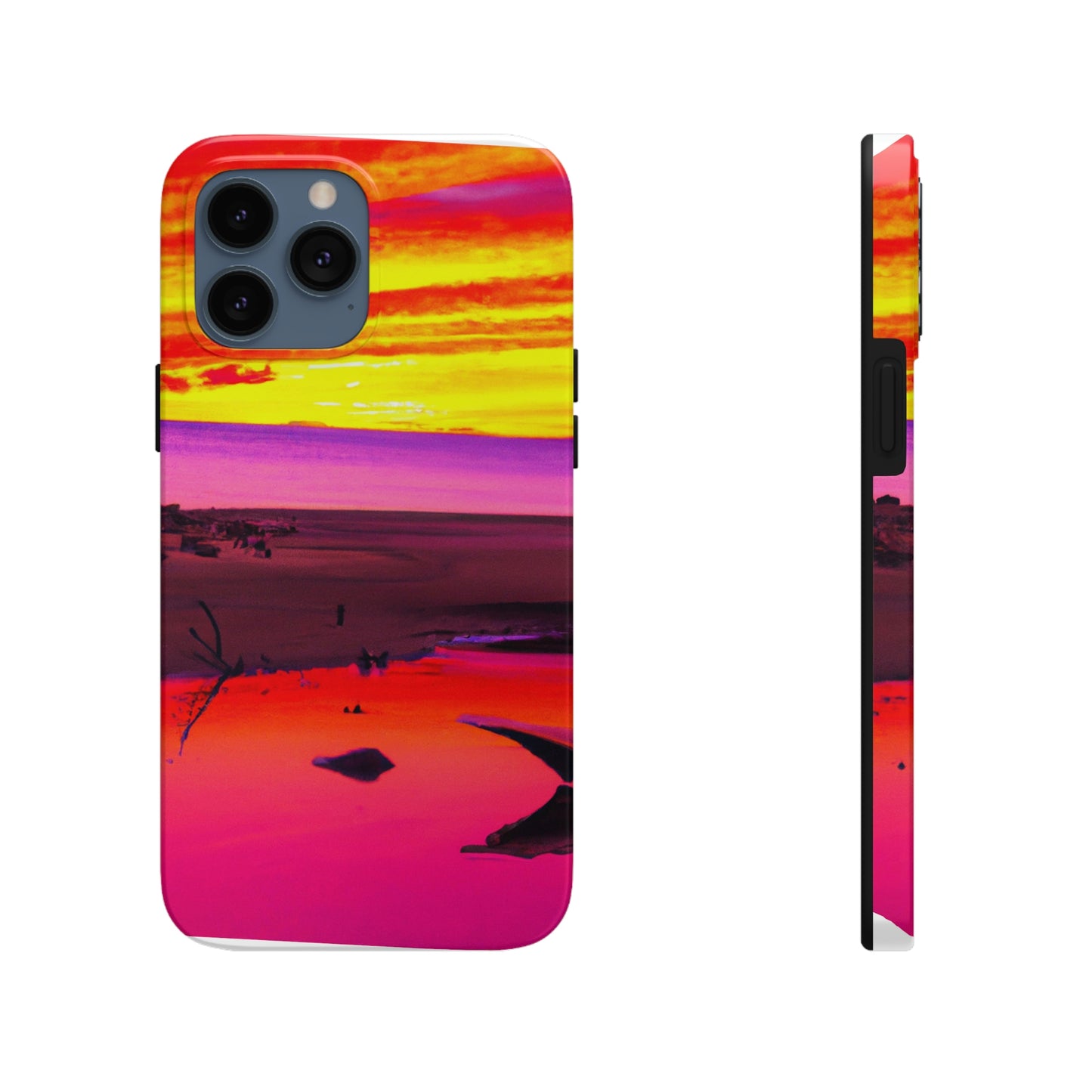 "Vergessener Trost: Die Pracht eines lebendigen Sonnenuntergangs an einem verlassenen Strand" - Die Alien Tough Phone Cases