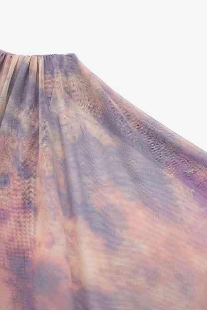 Vestido sin mangas fruncido con efecto tie-dye