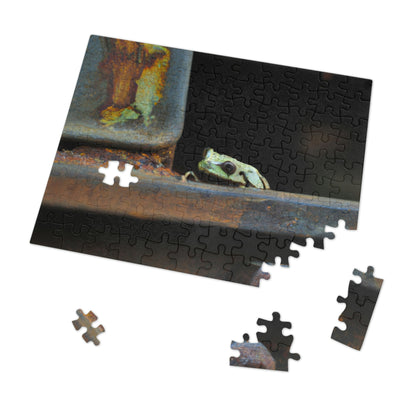 "Ein bisschen zu weit: Die Geschichte eines Frosches im Zug." - Das Alien-Puzzle