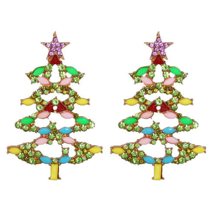 Weihnachtsbaum-Ohrringe aus Strass-Legierung