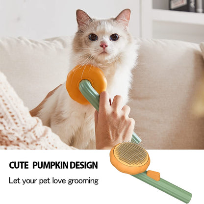 Cepillo de calabaza para mascotas, cepillo de limpieza automática para perros, gatos, cachorros, conejos, cepillo para gatos que elimina suavemente la capa inferior suelta, esteras, cepillo para pelo enredado