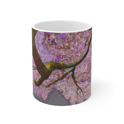 "A Moment of Calm Beneath the Cherry Blossoms" - The Alien Ceramic Mug 11 oz