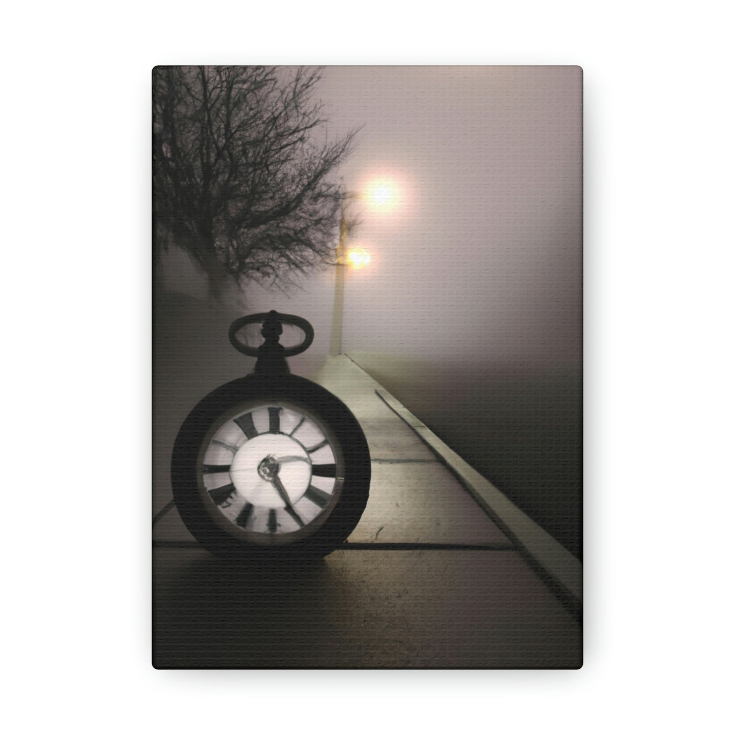 "El reloj solitario en Foggy Lane" - The Alien Canva