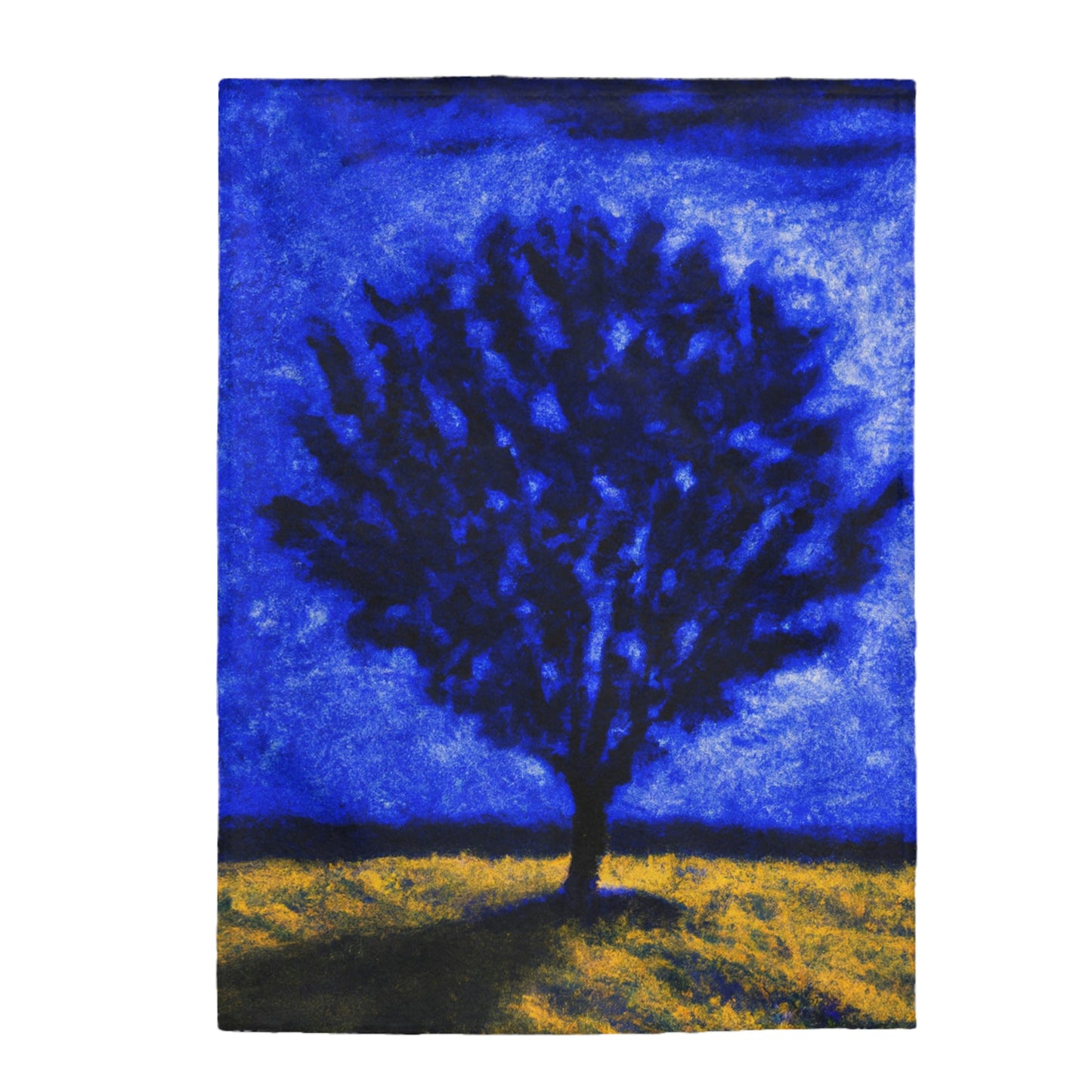 "A Lone Blue Tree in the Moonlight Field" - The Alien Velveteen Plush Blanket