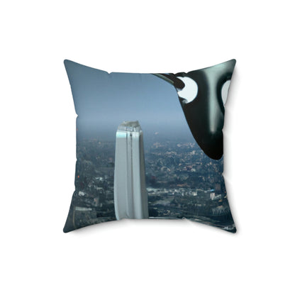 "A Distant Spark: An Alien's Search for Sanctuary in the City." - The Alien Square Pillow