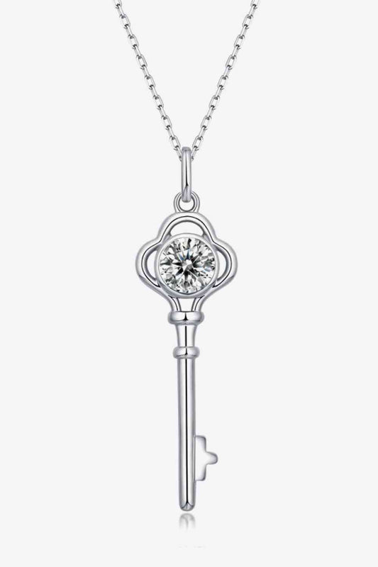 925 Sterling Silber 1 Karat Moissanit Schlüsselanhänger Halskette
