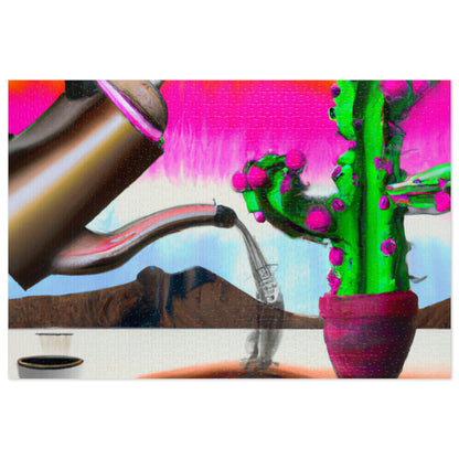 "Un momento incómodo con cafeína: la historia de un bot y un cactus" - The Alien Jigsaw Puzzle