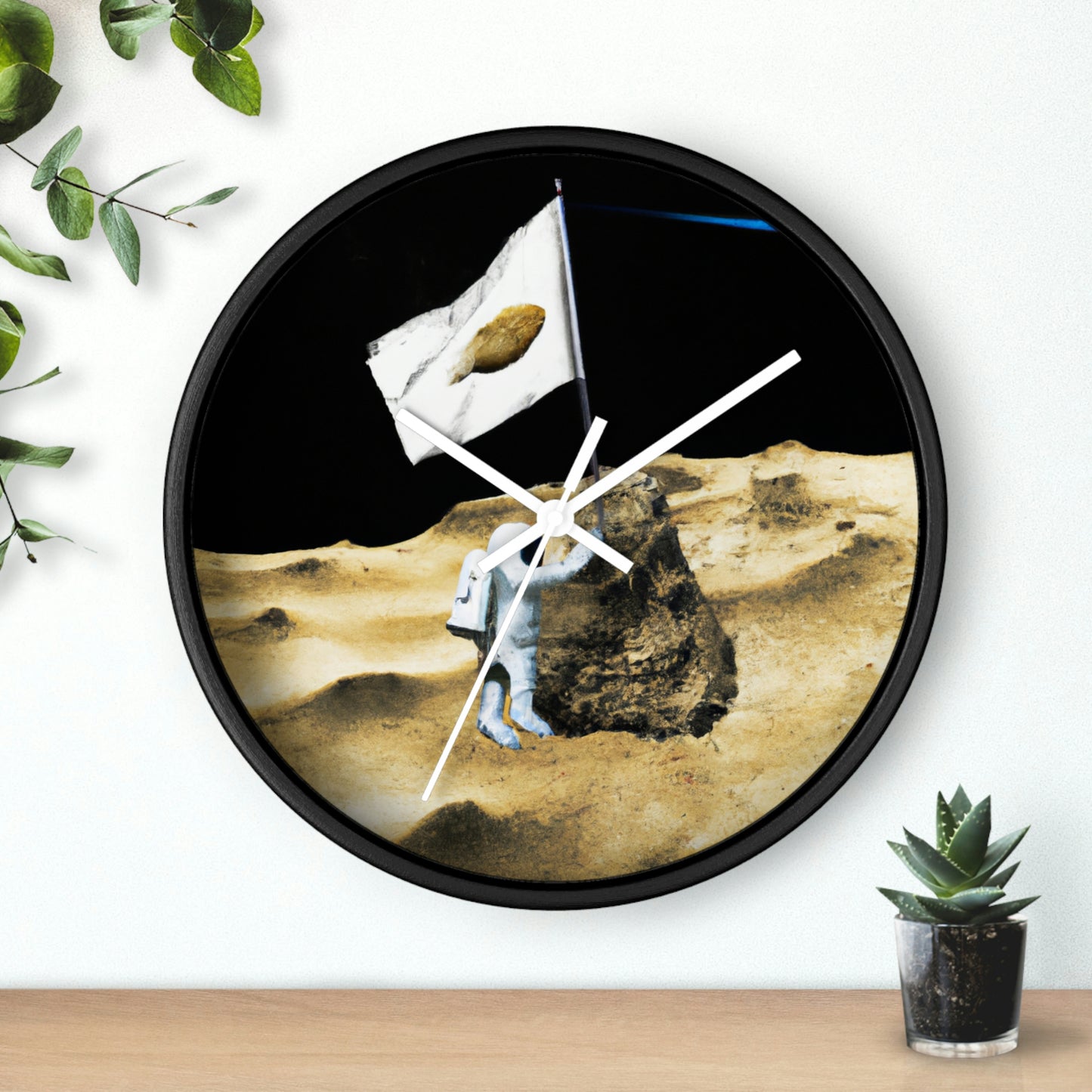 "Reclamando espacio: la plantación de la bandera del asteroide del astronauta" - El reloj de pared alienígena