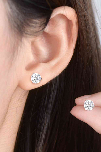 Aretes de plata de ley 925 con moissanita de 2 quilates