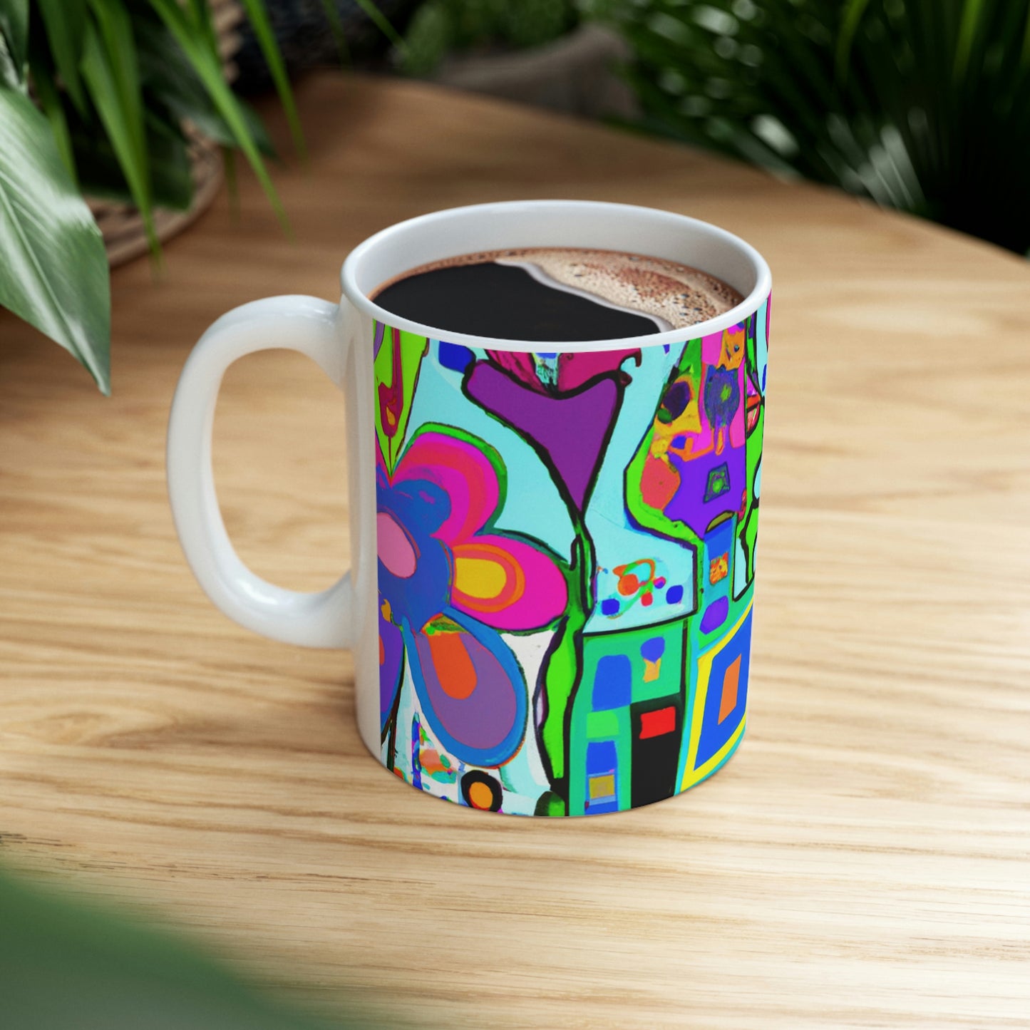 "A Mystical Garden of Rainbow Petals" - Taza de cerámica The Alien 11 oz