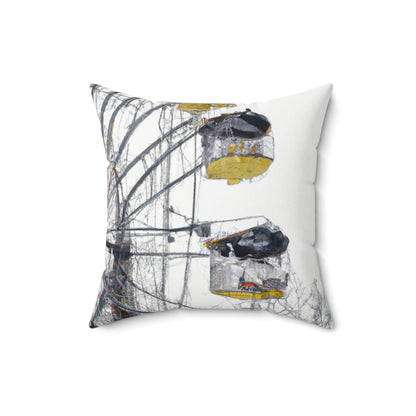 "Lonely Wheel in a Winter Wonderland" - The Alien Square Pillow