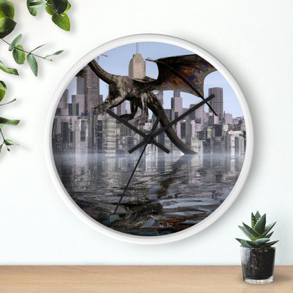 "Ascending the Deluge: A Dragon's Soaring Journey." - The Alien Wall Clock