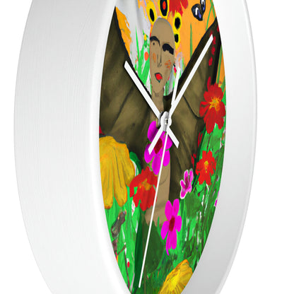 "Ballet de mariposas en el prado de flores silvestres" - El reloj de pared alienígena