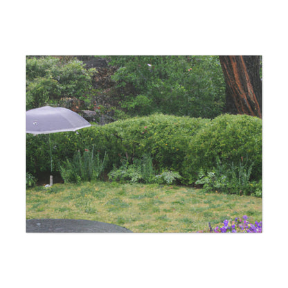 "Rainy Refuges: Uncovering the Fortune of a Garden Under an Umbrella" - The Alien Canva