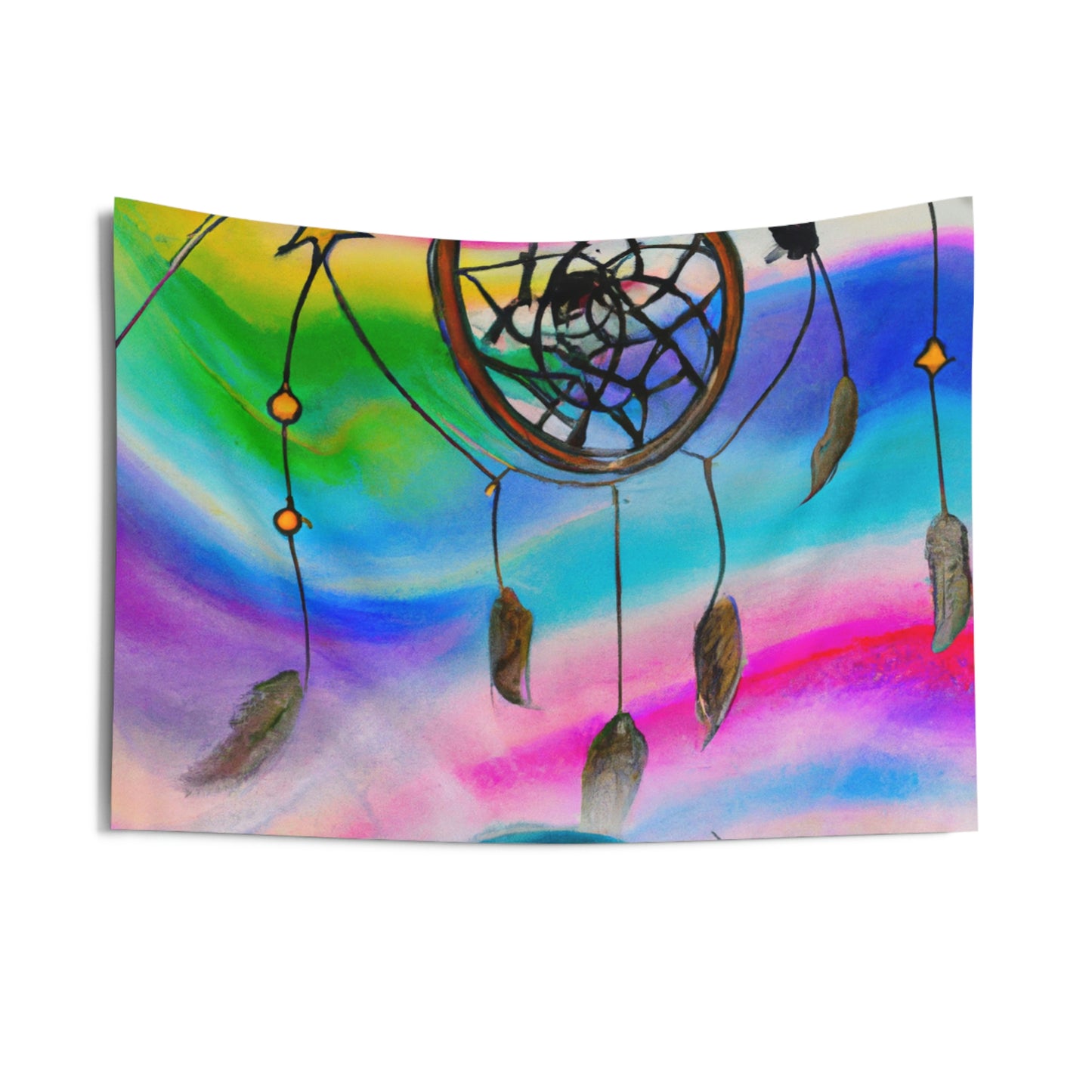 "A Galaxy of Dreams: A Colorful Dreamcatcher Captures Falling Stardust" - The Alien Wall Tapestries